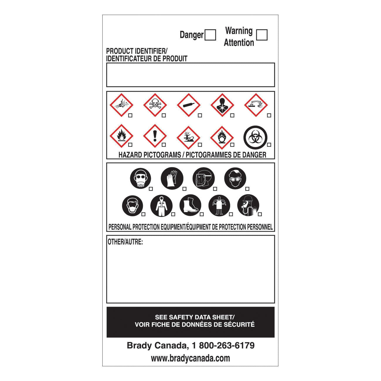 BRADY OTS WHIMIS LBL 3X6 VINYL 25PK
