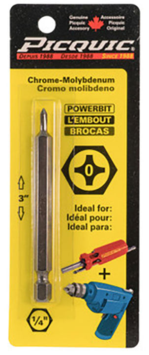 PICQUIC 3" POWERBIT CARDED #0 ROBERTSON