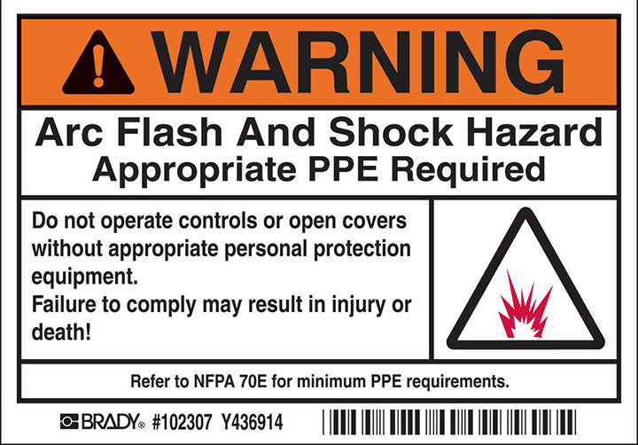 BRADY WARNING, PPE REQUIRD LABELS 100RL