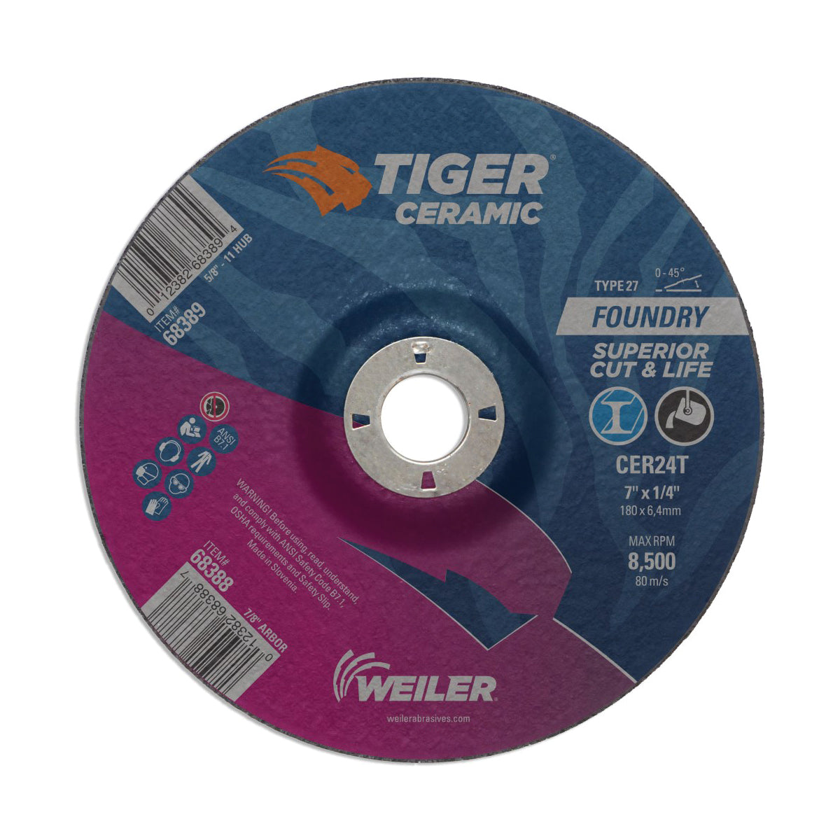 5" X 1/4" TYPE 27 GRD WHL CER24R 7/8AH