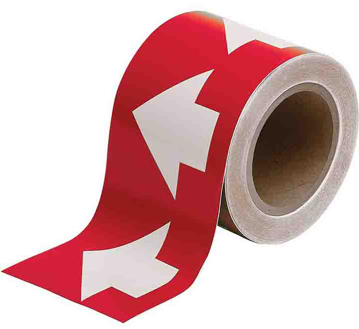 BRADY ARROW TAPE WHITE ON RED 4"X30YD