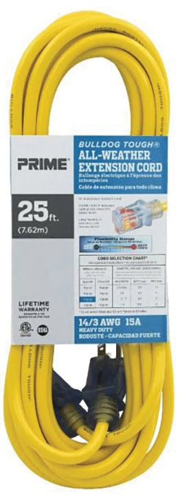 PRIME SHOCK SAFE 2' 12/3 YLW TRIPLE TAP