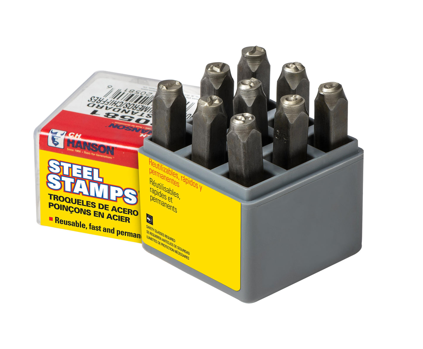 HANSON 9PC STD STEEL STAMP SET - #'S-1/4