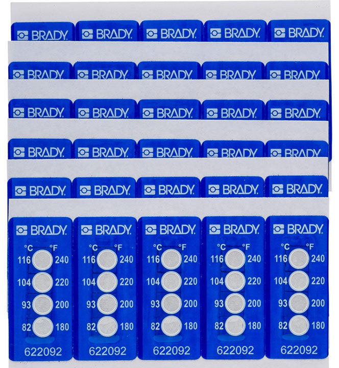 BRADY POLYESTER TEMP LABELS 30/PK