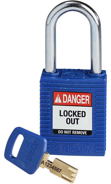 BRADY NYLON PADLOCK BLU 38MM STEEL SHKL