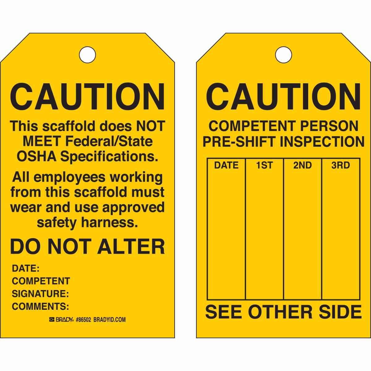 BRADY CAUTION TAGS 10PK