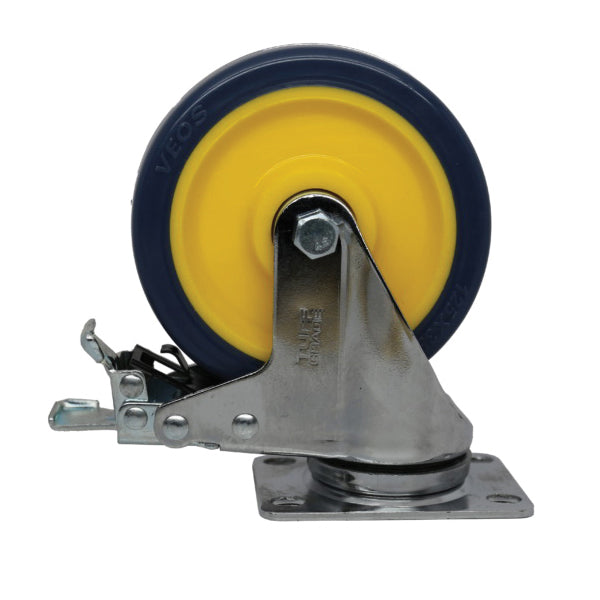 CASTER 4" SWIVEL BLU /YELLOW PU 264LB CAP