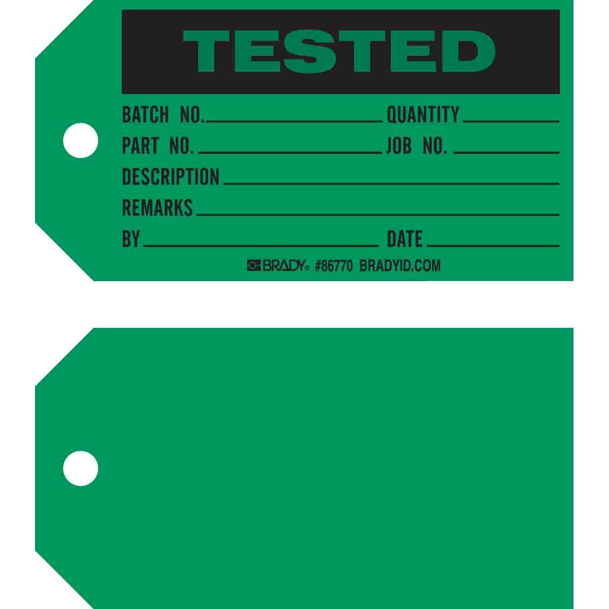 BRADY TESTED PRODUCTION TAG 100PK