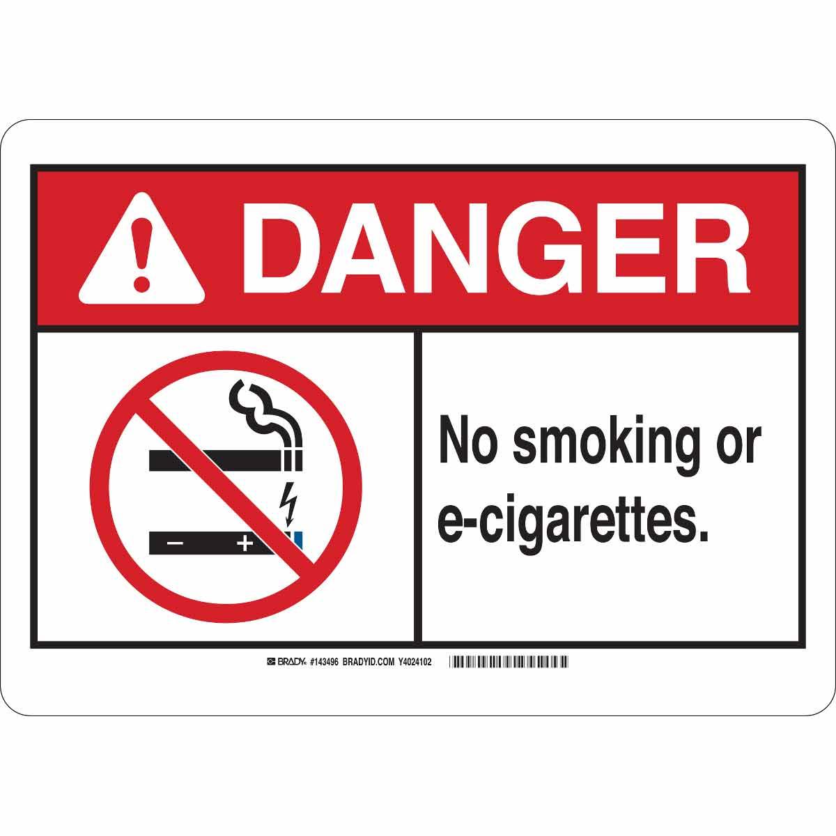 BRADY NO SMOKING OR E-CIGARETTES SIGN