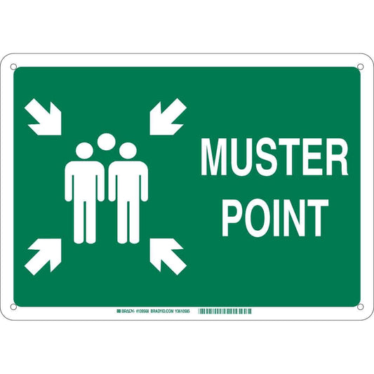 BRADY B120 10X14 WHT /GRN MUSTER PT SIGN