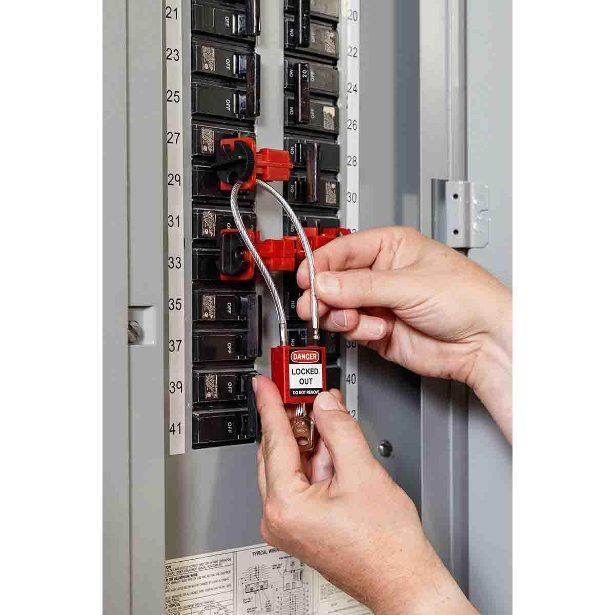 BRADY COMPACT CABLE PADLOCK RED KA 6/PK