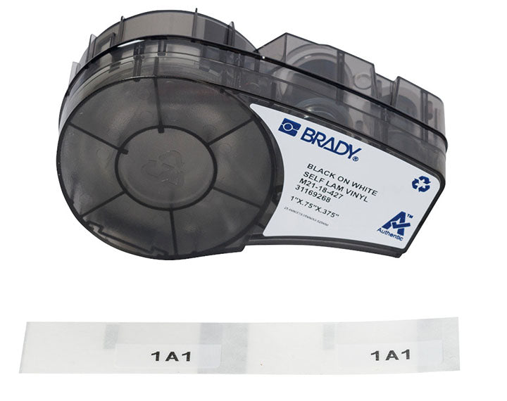 BRADY WHT/CLR LABEL VINYL 1.0"X0.75"