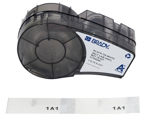 BRADY WHT/CLR LABEL VINYL 1.0"X0.75"