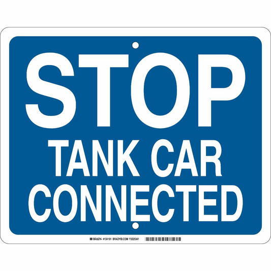 BRADY 12X15 WHT/BLU STOP TANK CAR CONNEC