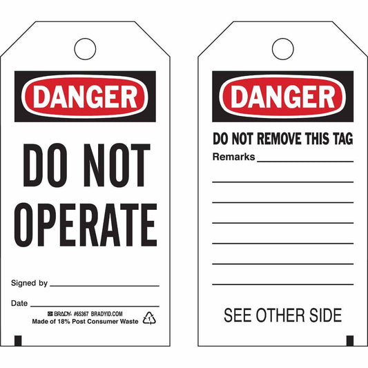 BRADY DO NOT OPERATE TAG 25PK