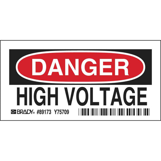 BRADY DANGER HIGH VOLTAGE SIGN 3.5"X5"