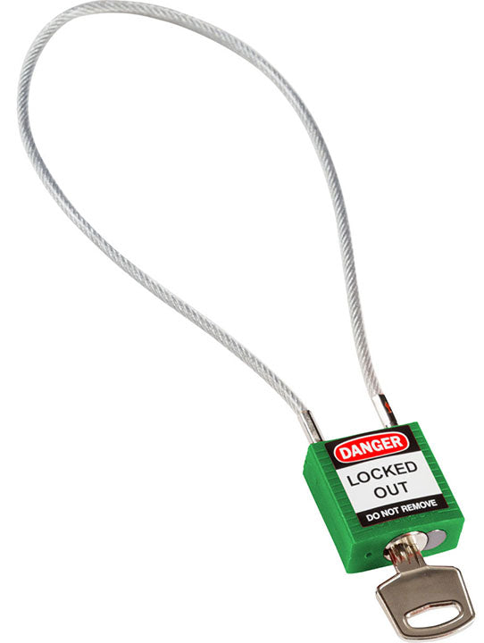 BRADY COMPACT CABLE PADLOCK GRN 40CM KD
