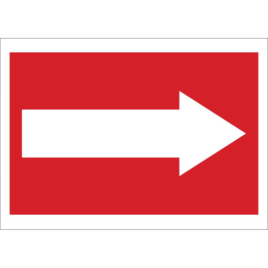 BRADY RIGHT ARROW SIGN 7X10 WHT/RED