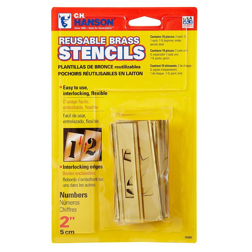 HANSON 2" STENCIL SET, NUMBERS 15PCS