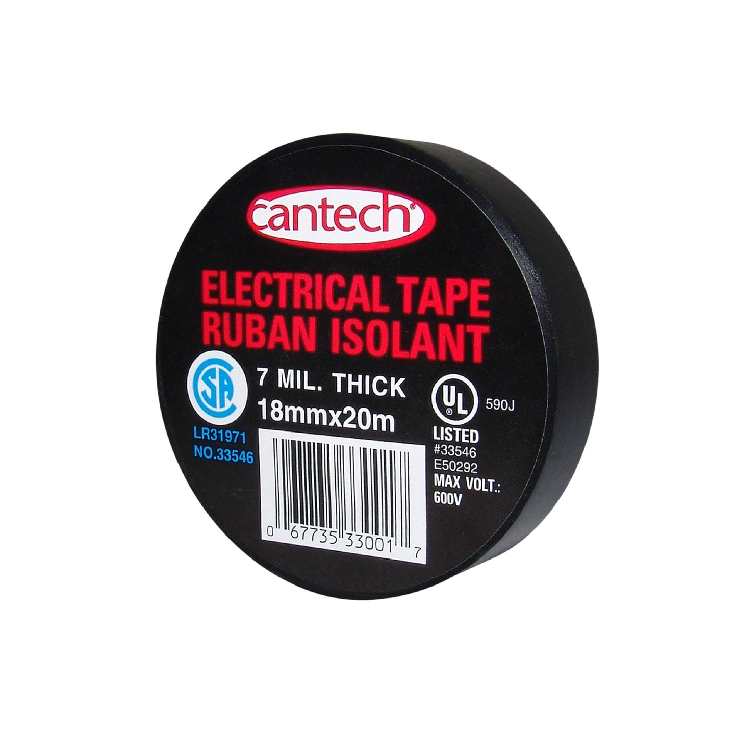 CANTECH ELECTRICAL TAPE BLACK 18MMX20M