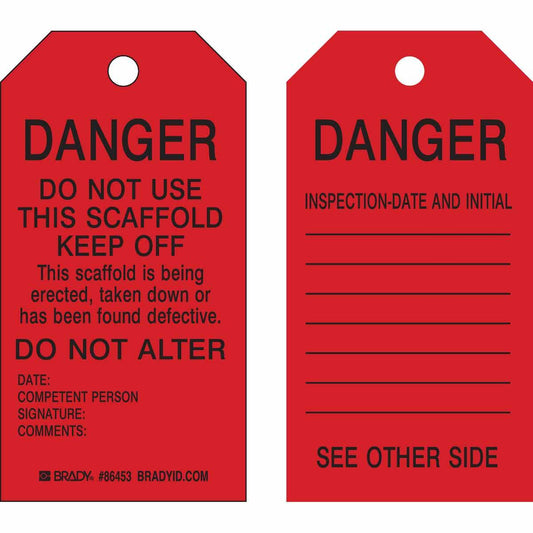 BRADY SCAFFOLDING TAGS 10/PK