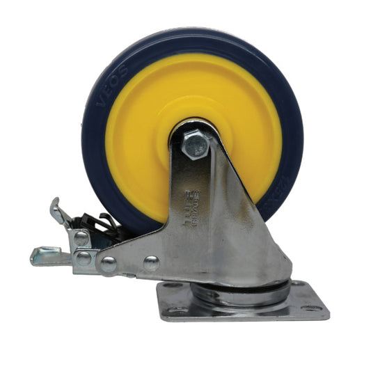 CASTER 4" SWIVEL BLU /YELLOW PU 264LB CAP