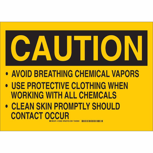 BRADY 10X14 BLK/YEL CAUTION AVOID SIGN