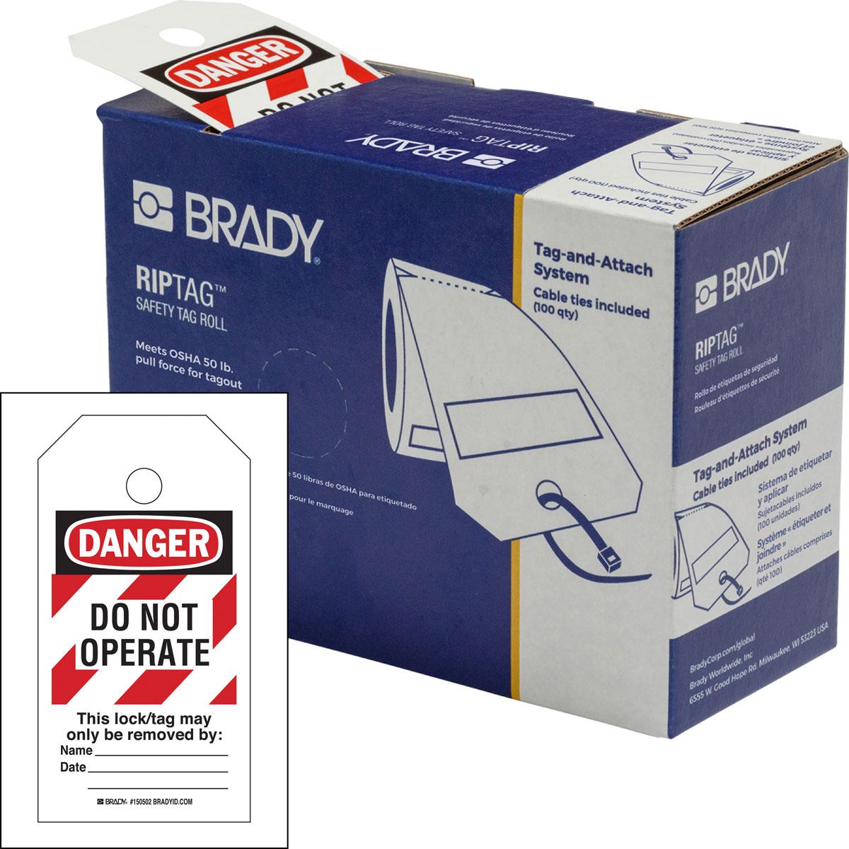 BRADY RIPTAG DO NOT OPERATE TAGS 100/BX