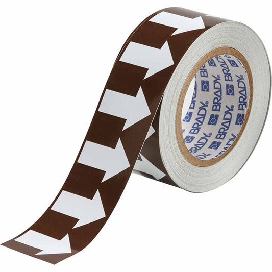 BRADY 2"X30YD WHITE/ BROWN ARROW TAPE