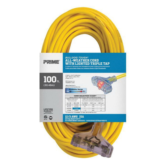 PRIME 100' 14/3 YLW JOBSITE STJW EX CORD