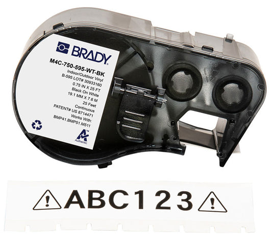 BRADY MSERIES B595 BLK/WHT 0.75" X 25'