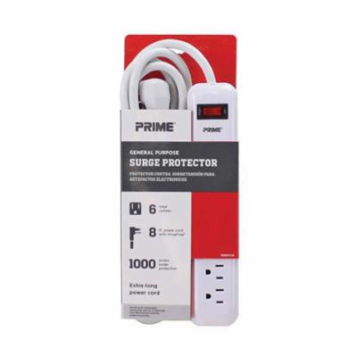 PRIME 6 OUTLET PWR STRIP 3FT CORD WHITE