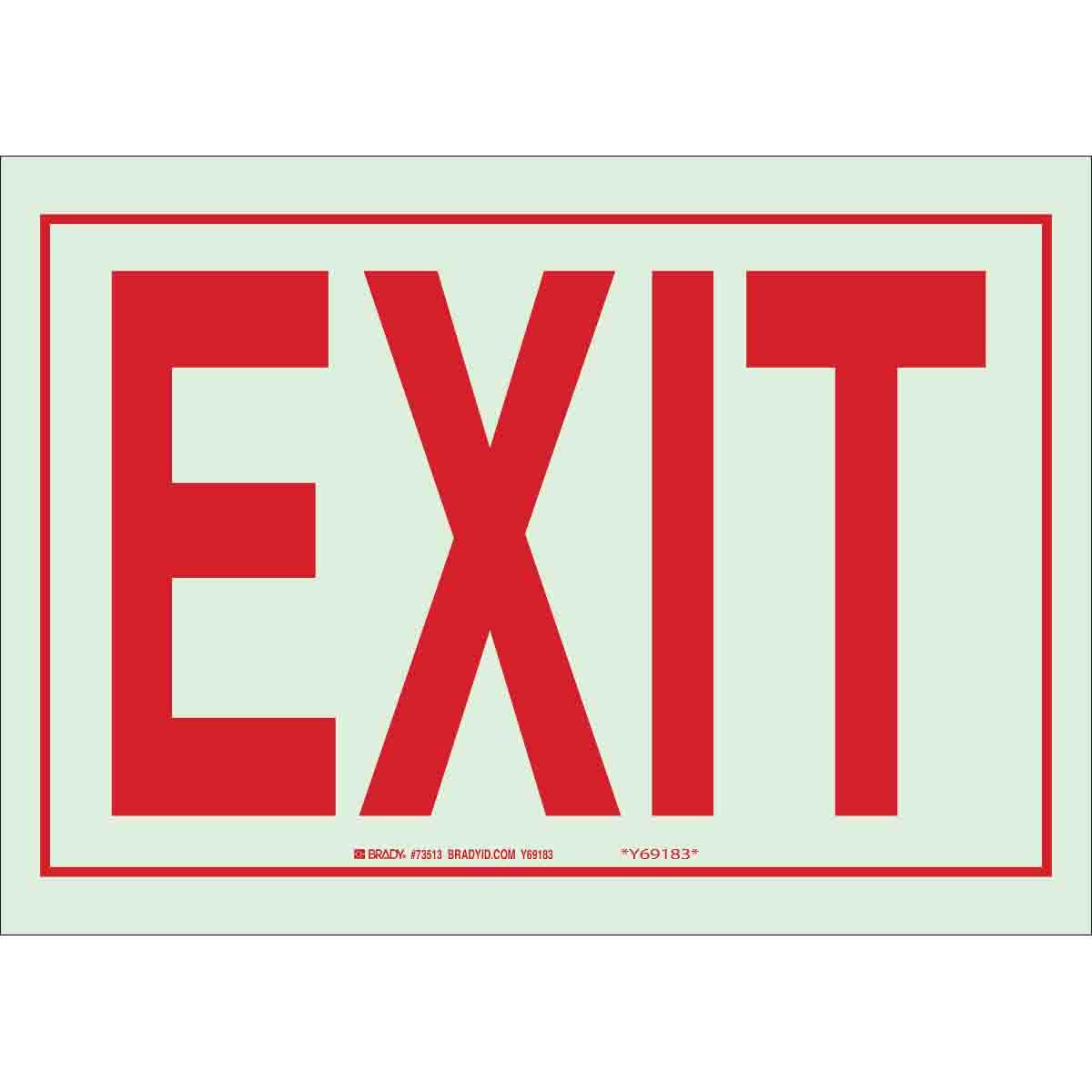 BRADY GLOW IN THE DARK EXIT SIGN