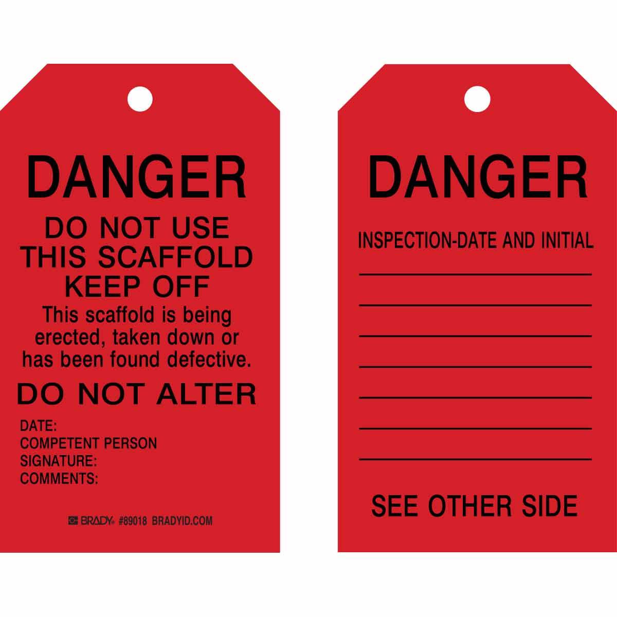 BRADY DANGER DO NOT USE TAGS 10PK