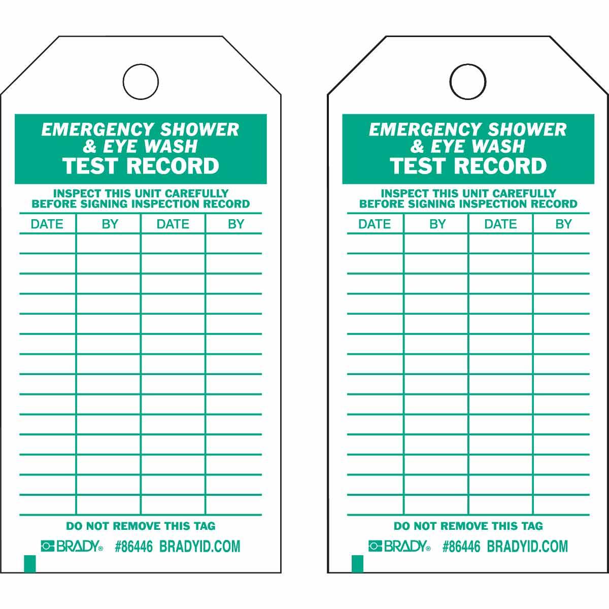 BRADY SHOWER&EYEWASH INSPECTION TAGS 10PK