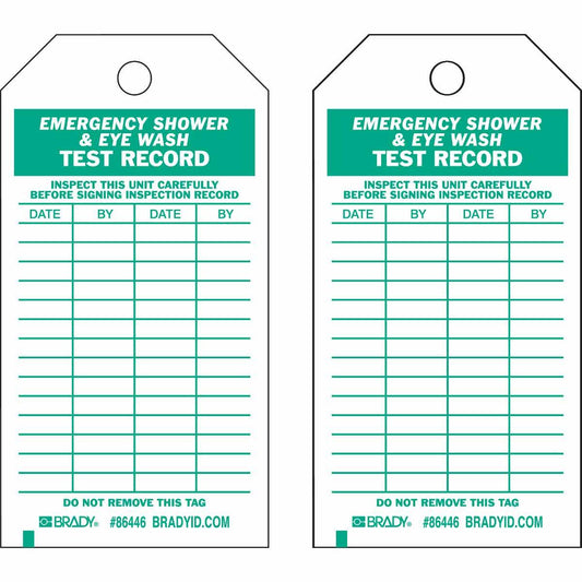 BRADY SHOWER&EYEWASH INSPECTION TAGS 10PK