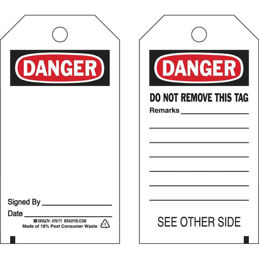 BRADY B-851 ACCDNT REPVNT TAGS 25PK