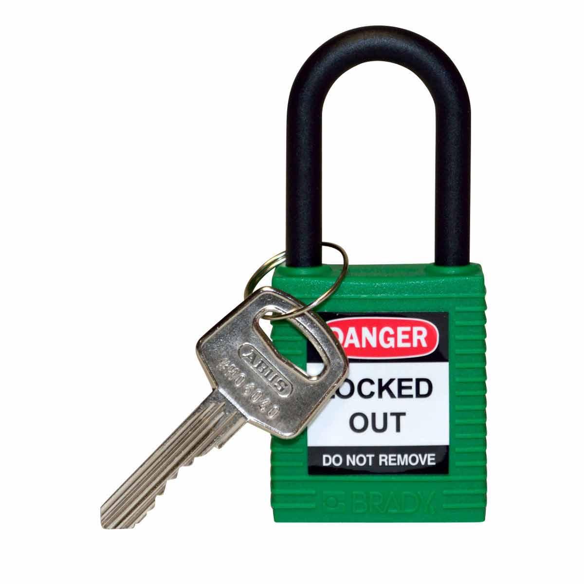 BRADY SAFETY LOCK 1.5" GRN NYLON SHCKL